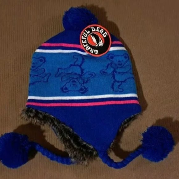Grateful Dead Dancing Bears Ski Hat ~ Blue ~ Officially Licensed ~ Brand New! - Picture 2 of 2